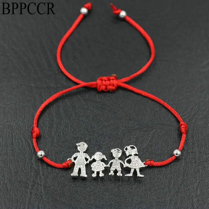 BPPCCR Dear Dad & Mum Boy Girl Red Rope String счастливые браслеты с амулетами для мужчин женщин