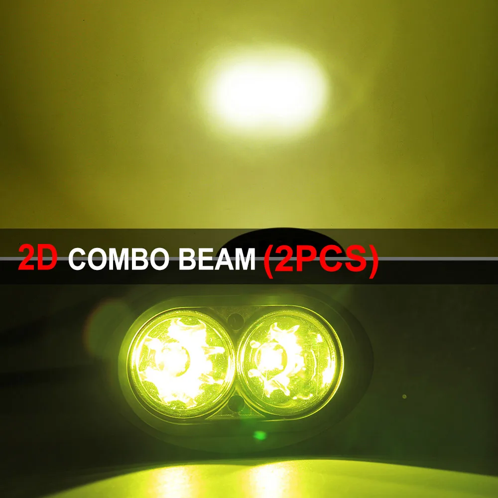 BraveWay светодиодный дополнительный свет для мотоцикла автомобиля для трактора, прицепа, грузовика SUV ATV внедорожный светодиодный рабочий свет 12 В противотуманный свет заливающий и точечный свет Combo - Цвет: 2D-Yellow - 2PCS