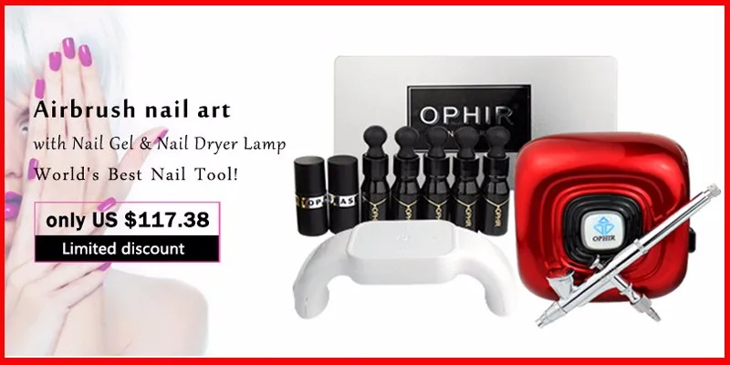 Ophir 0.3mm Prego Kit com Compressor de ar 12 Tintas do Prego do Airbrush 20x Nail Art Stencils & Bolsa & Escova de Limpeza de Unhas Tools_op-na001p 2 Equipamento de unhas artísticas