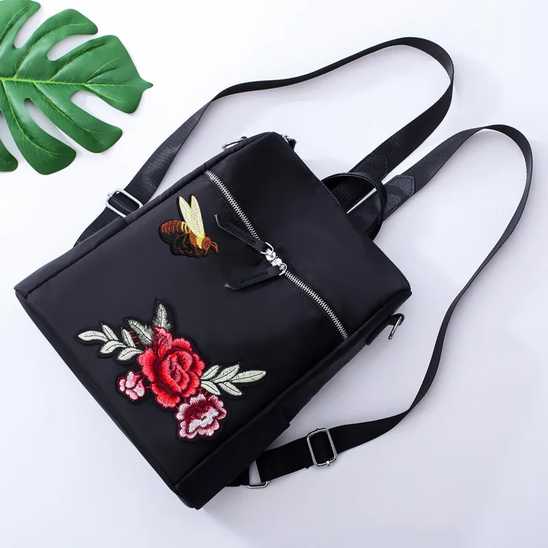 Модный женский рюкзак для путешествий с цветочной вышивкой, высококачественный водонепроницаемый тканевый рюкзак, красивый стильный рюкзак для девочек