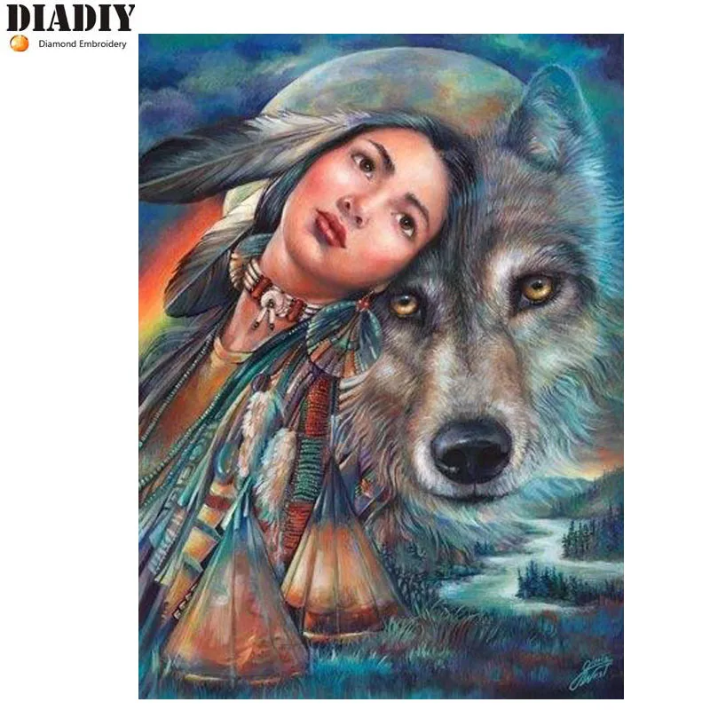

DIY diamond embroidery Beauty wolf 5D diamond painting Cross Stitch full round Rhinestone mosaic home decoration