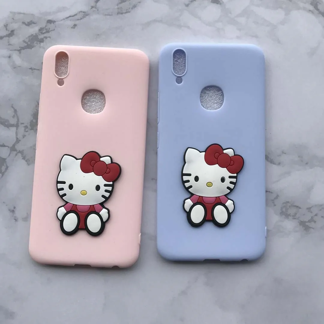 Candy Color Case with DIV 3D Hello Kitty Patch For Samsung A2 A3 A5 A7