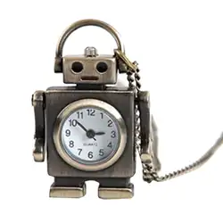 Винтаж модные карманные часы Бронзовый робот креативные милые украшения кулон цепное ожерелье, украшение старинные классические часы