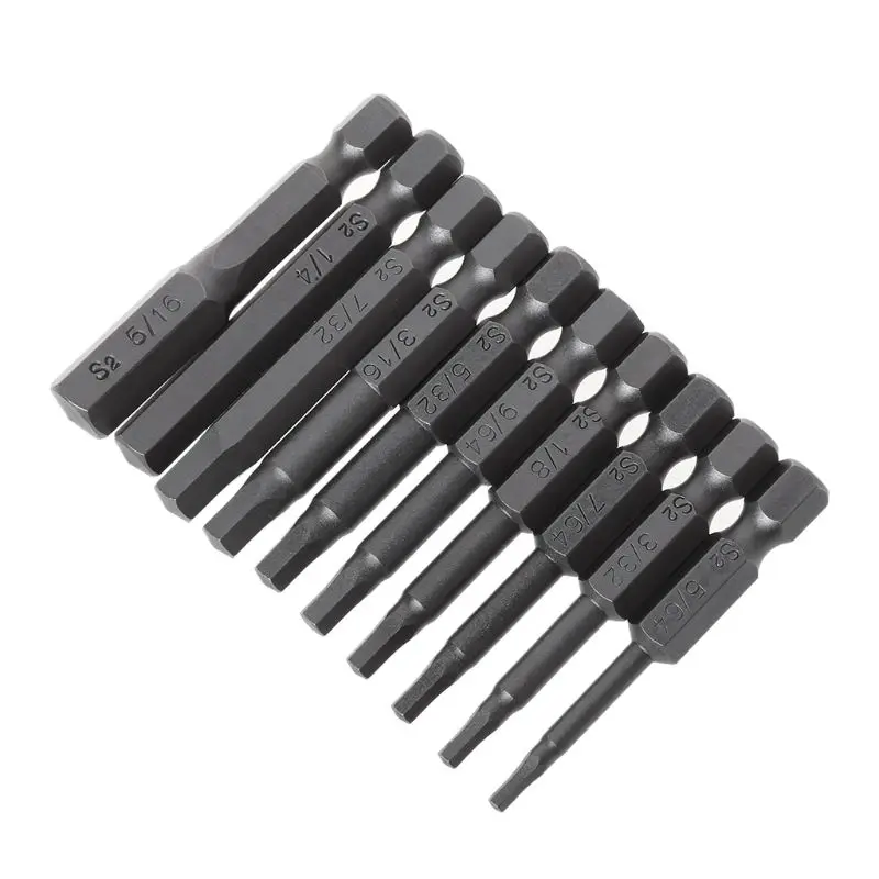 10pcs Hexagon Screwdriver Bit S2 Steel 1/4 Inch Hex Shank