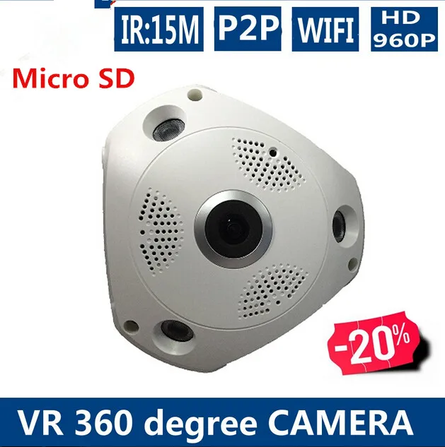 360 градусов широкий диапазон панорамный видеонаблюдения безопасности IP 1.3MP/3MP/5MP аудио Камера nighvision WI-FI IP VR 3D камера
