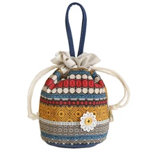 Homeda nuevas mujeres portables manojo moda bolsillo algodón fanric bombeo cubo flor bolsos nacional Bolsos Mujer Z0259