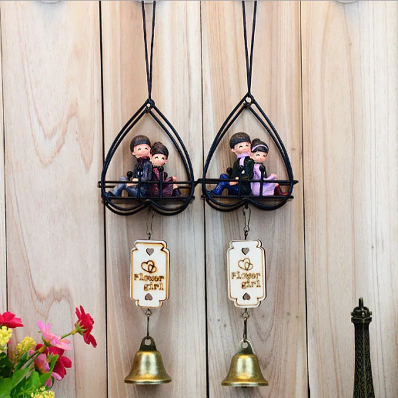 1 шт. любящее сердце влюбленные колокольчики ветра креативные домашние украшения