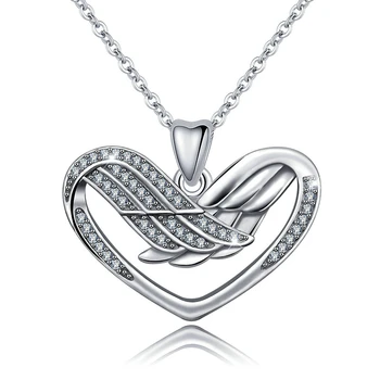 

Eudora 100% 925 Sterling Silver Angel Wing Crystal Pendant Neckalce for Women Sliver Chain Fashion Elegant Jewelry Birthday Gift