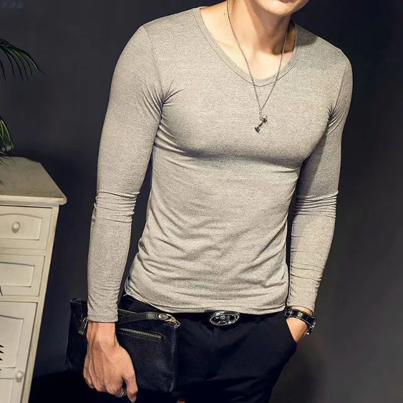 

2019 Summer Period Long Sleeve Cultivate One's Morality Men's T-shirt Sets O-neck Solid Polyester T Shirt Men Red Blue Black 3XL