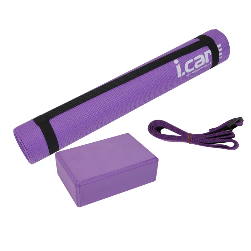

PVC yoga mat+EVA yoga brick+cotton yoga strap fitness gym exercise mats