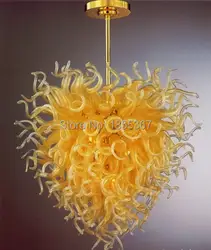 Бесплатная доставка замечательный зал Освещение сердце Форма желтый муранского Стекло люстры