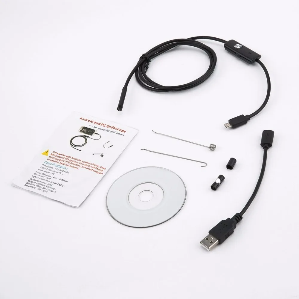 

LESHP Endoscope Waterproof Inspection Borescope with 6 LEDs & 5.5mm Lens for Android Focus Camera Lens USB Cable Endoscope