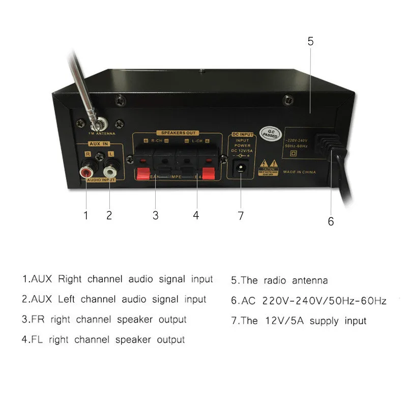 Vancord Mini Car Power Amplifier MP3 Radio Audio Stereo Bass Speaker Booster Player for Car Home Black with Power Plug Teli004 (3)