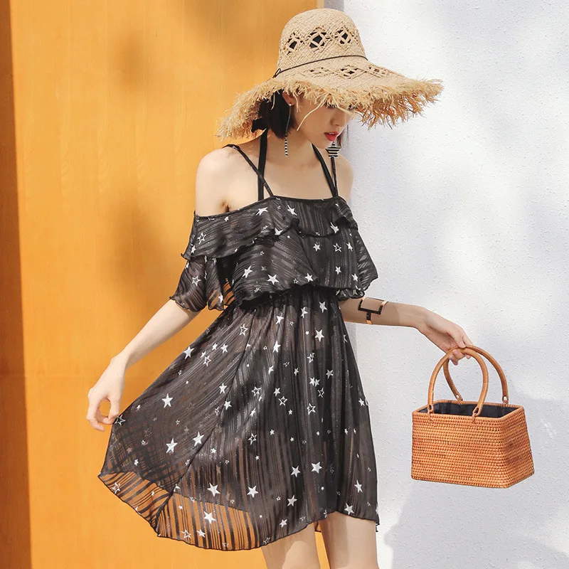 

Women's Swimwear Large Size Swimsuits Women Plus Woman Bikini Swimsuit Lace Three Piece Split Skirt Underwire Bracket Solid