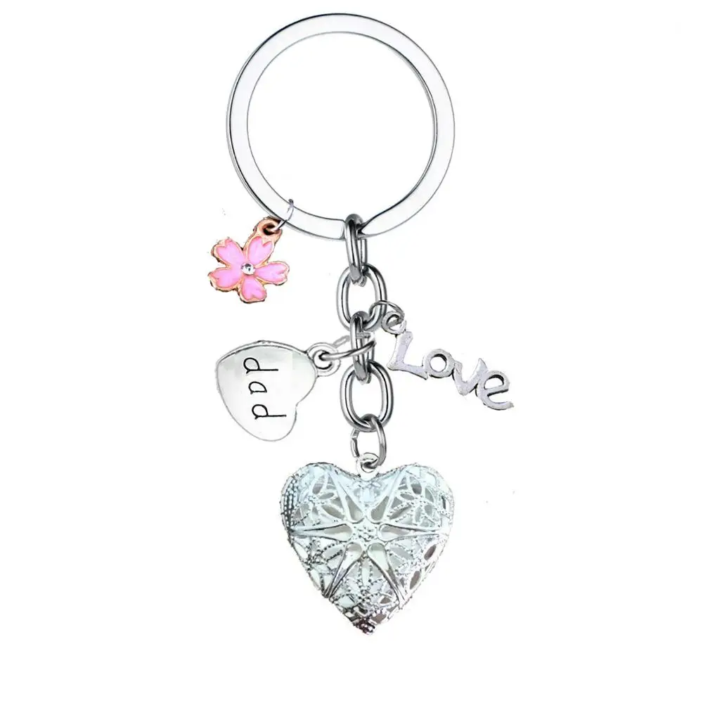 Брелок для ключей с цветами и сердечками для мамы, папы, дочки и сына - Цвет: Dad