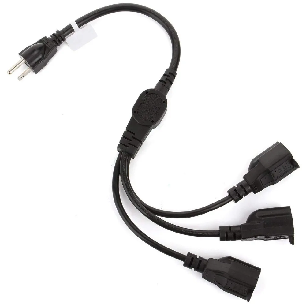 

1-to-3 Splitter Cable Power Extension Cord 20 Inches(50CM) Cable Strip Outlet Saver-16AWG US Plug
