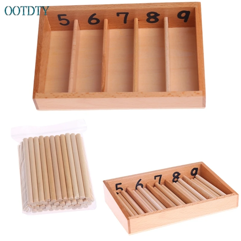 Montessori Wooden Spindle Box 45 Spindles Mathematics Counting Educational Toy educational toys math toys