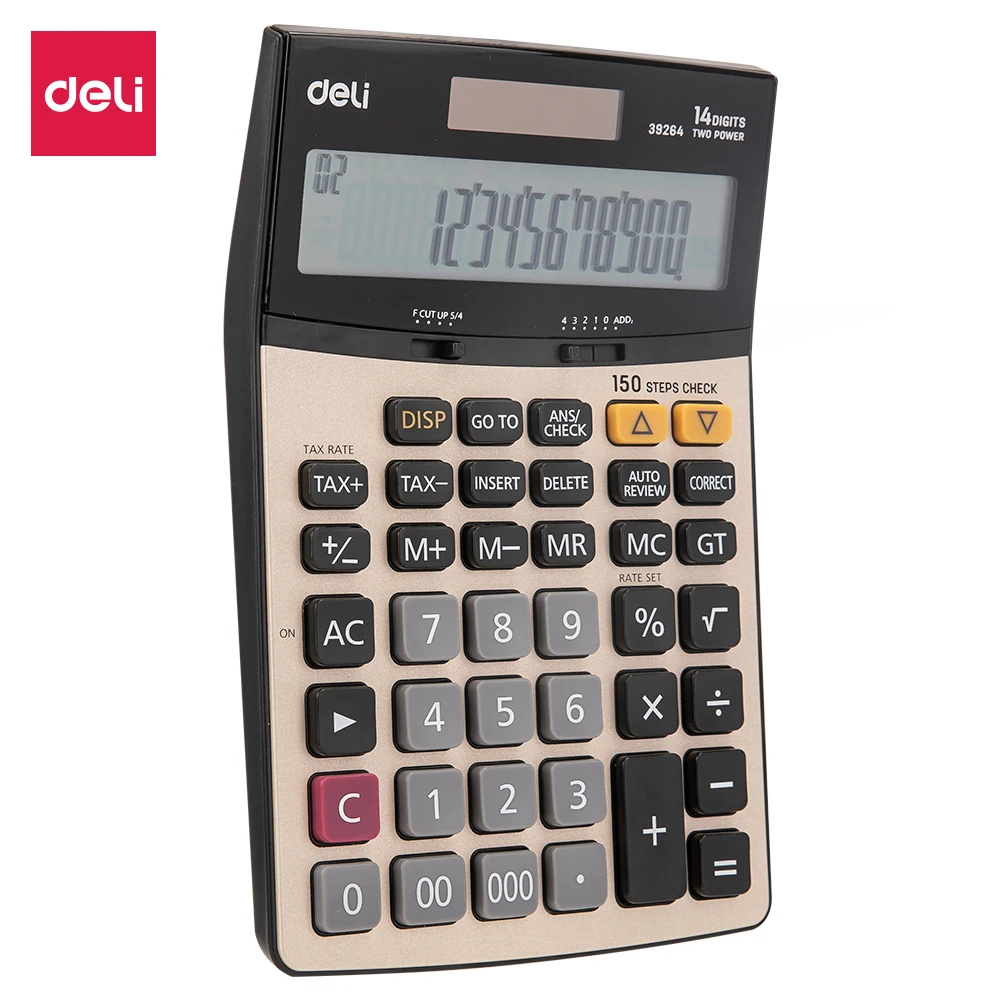 ديلي E39264 حاسبة-150-الاختيار ضريبة حاسبة 14 أرقام المعادن بطارية و الشمسية المزدوجة الطاقة