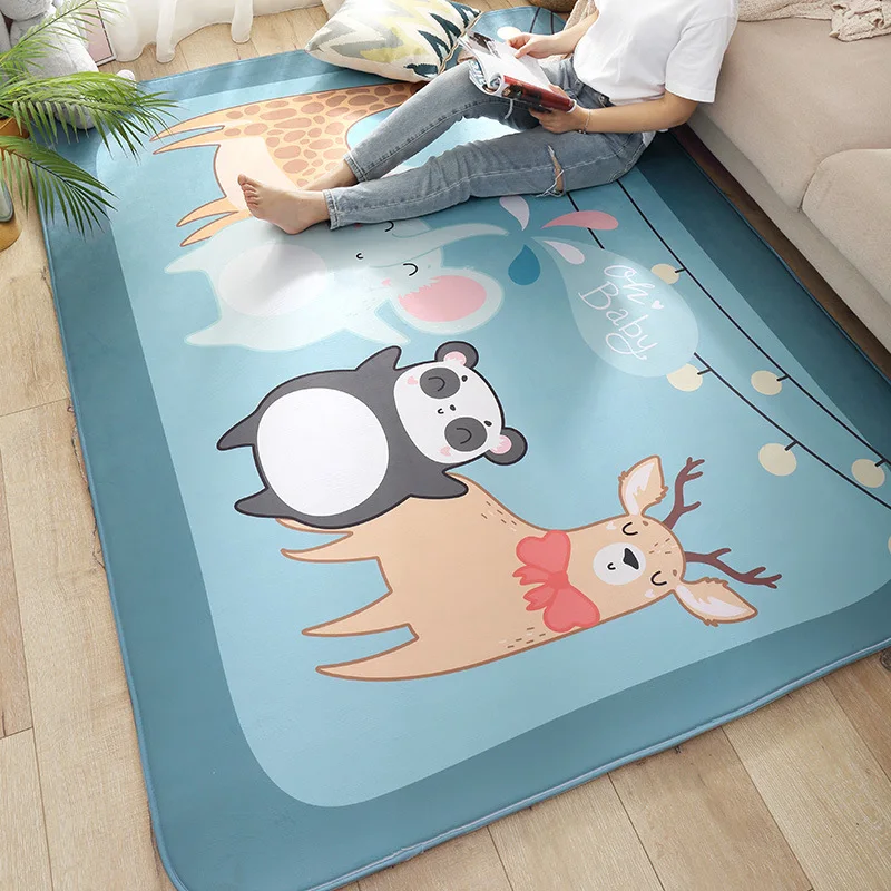 

Flannel Carpet for Living Room Cartoon Baby Crawling Playmat Thicken Non-slip Kids Bedroom Rug 200x150cm