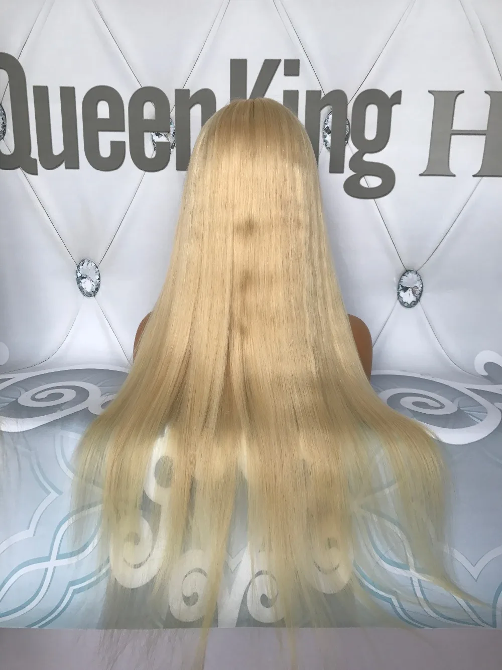 QueenKing волос полный кружево парик 150% плотность блондинка 613 шелковистые прямые предварительно выщипанные волос 100% бразильский человеческие