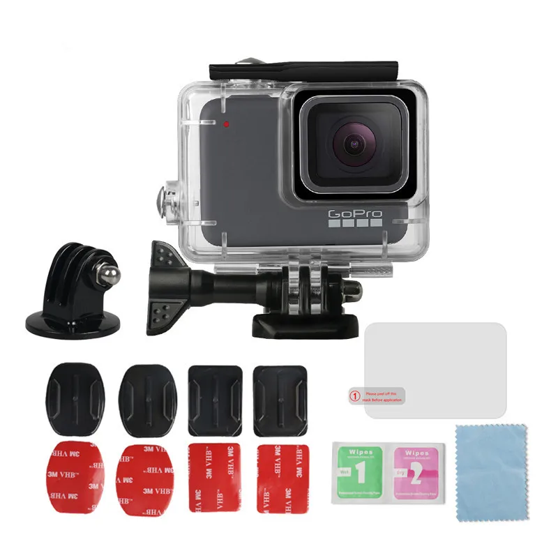 31 in 1 Waterproof shell Silicone Case Protective frame Small storage bag Super Set For Gopro Hero 7 Silver & White Camera Accessory (11)