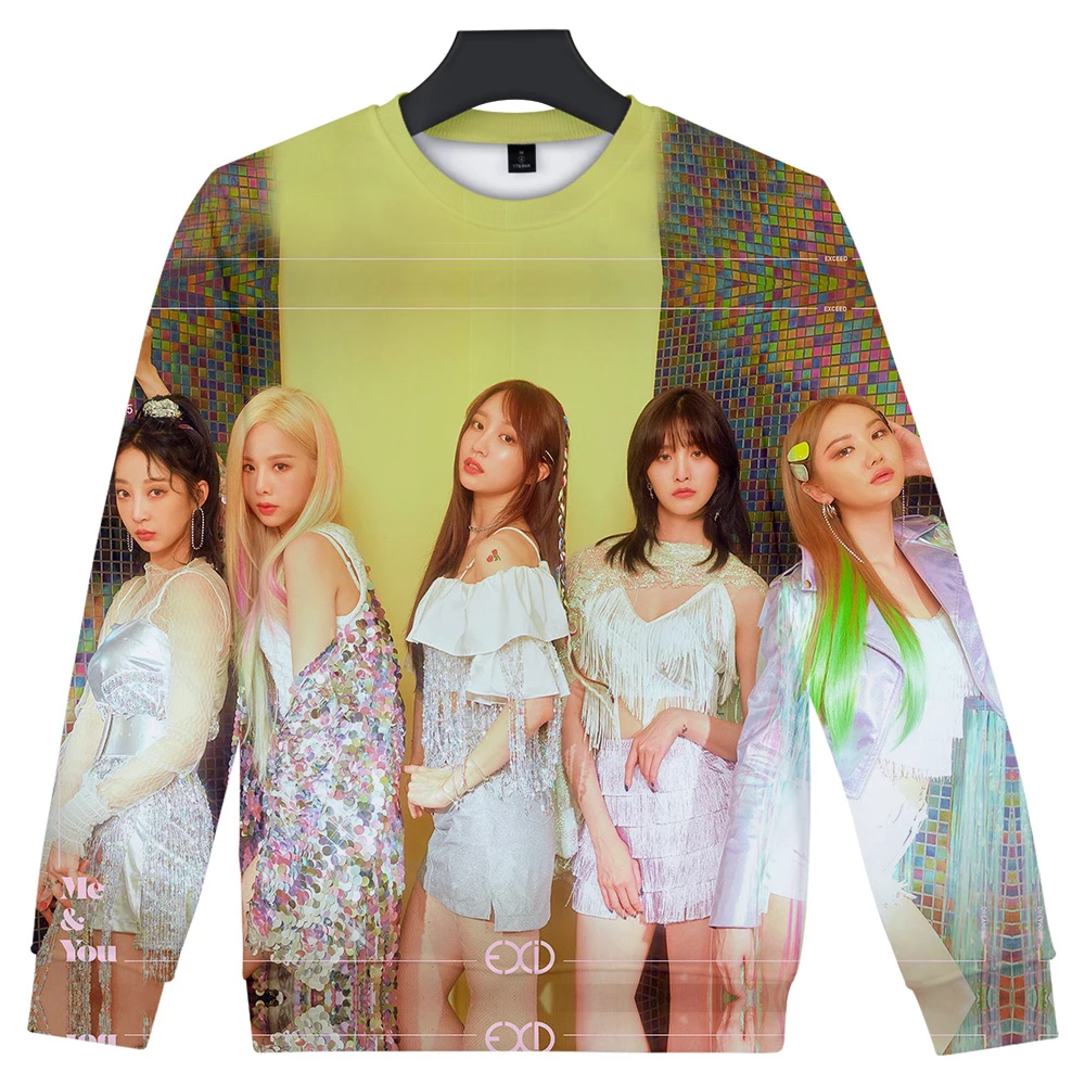 Женская уличная Толстовка EXID хлопковая толстовка с круглым вырезом и длинными