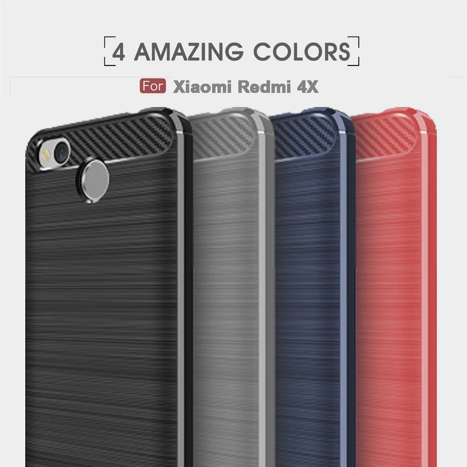 Роскошный чехол для Xiaomi Redmi 4X мягкий силиконовый из углеродного волокна