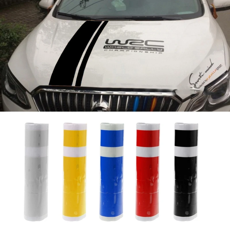 Mayitr 1pc 110*15cm W-RC Stripe Racing Sports Sticker 4 Colors Graphic Car Hood Cover Vinyl Decal for Car Exterior Parts