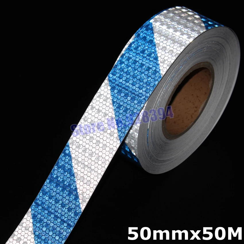 50mmx50M Safety Blue&Silver Stripe Reflective Adhesive Tape Reflective