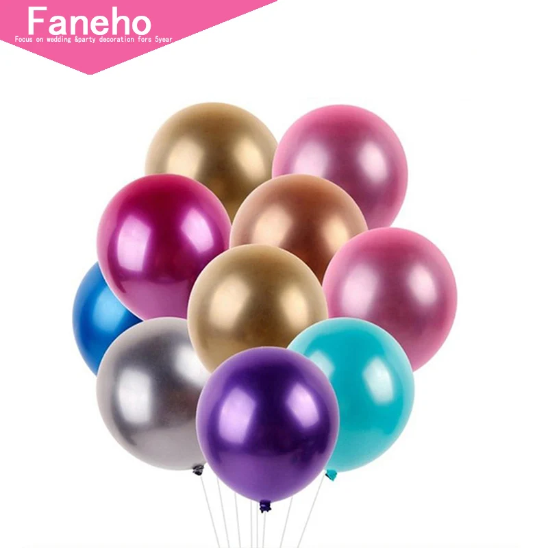 

10pcs Metallic Balloon Wedding Ballons Happy Birthday Balloon Latex Metal Chrome Balloons Air Balon Helium Baloon Number