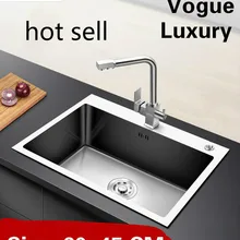 Квартира высокого качества кухня ручная раковина одинарная мойка vogue сделать блюда 304 нержавеющая сталь Горячая 60x45 см