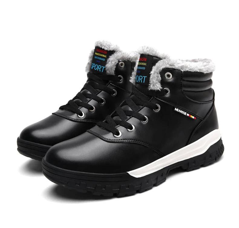 SERENE Brand Men's Boots Big Size Waterproof Male Leather Shoes Work Boot Warm Fur Winter Casual Snow Sneakers Mens Ankle Boots (17)