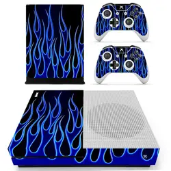 Синим пламенем винил кожи Стикеры для Xbox One S консоль с двумя Беспроводной контроллер наклейки