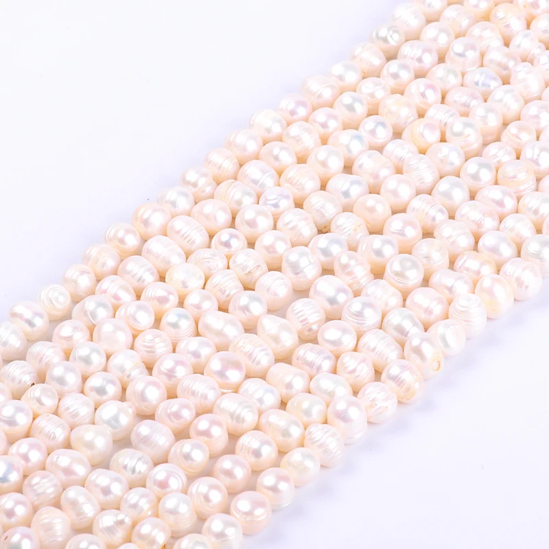 1pack/lot 9-10mm A quality Thread punch Natural freshwater Pearl Loose Beads DIY for Jewelry bracelet necklace