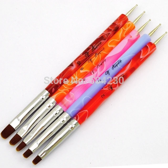 5pcs 2 In1 Acrylic Nail Art Brushes Set Brush For Uv 5pcs 2 In1 Acrylic Nail Art Brushes Set Brush For Uv Gel