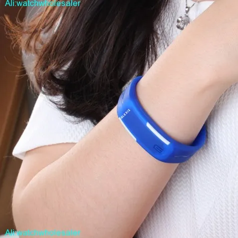 DW447C Rectangular Blue Watchcase LED Silicone Blue Band Men Women Digital Watch