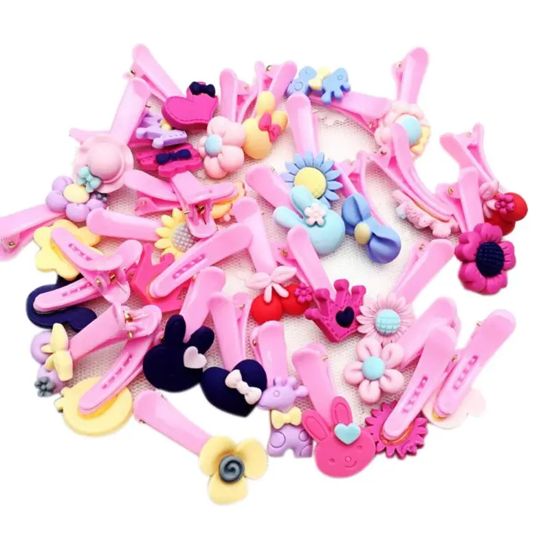 Baby Girls Polished Plastic Hair Clip Cute Cartoon Animal Floral Elastic Rubber Band Ponytail Holder Party Hairpin Barrette