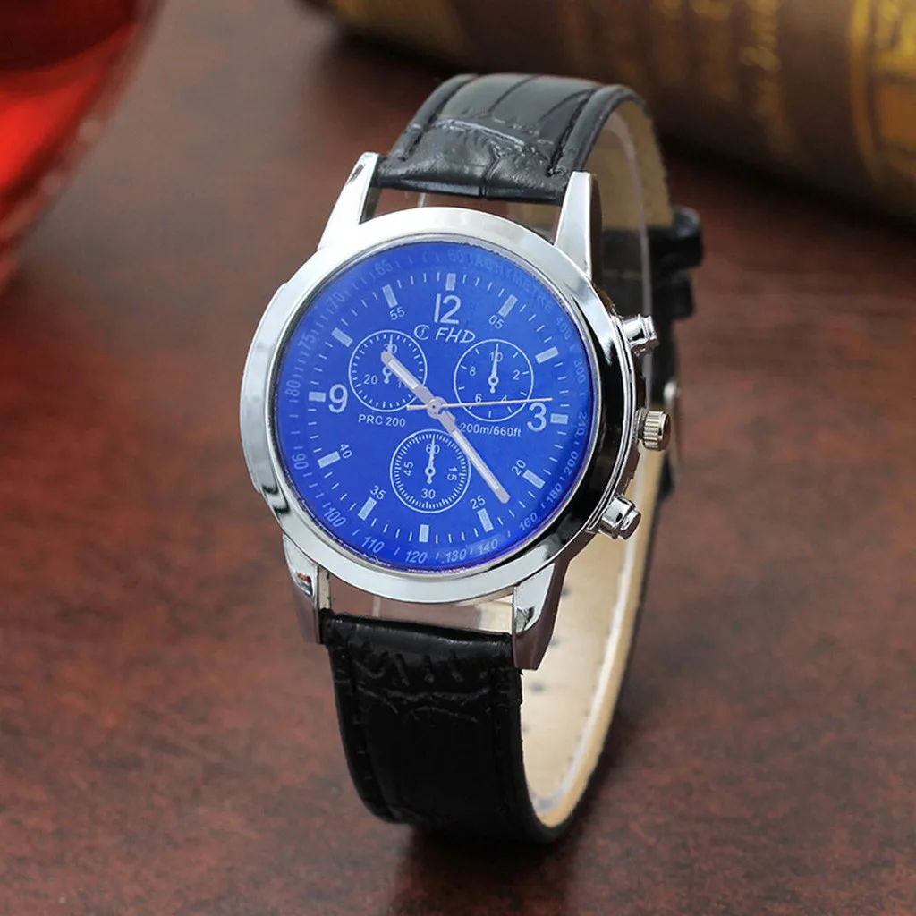 Модные Мужские Аналоговые кварцевые часы из искусственной кожи Blue Ray, мужские наручные часы, мужские часы от ведущего бренда, мужские часы@ 9
