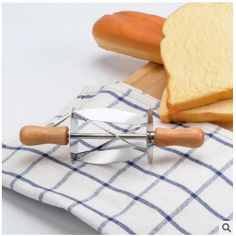 Нержавеющая сталь торт хлеб прокатки тесто резак для приготовления круассан с деревянной ручкой прокатки нож кухня выпечки инструмент