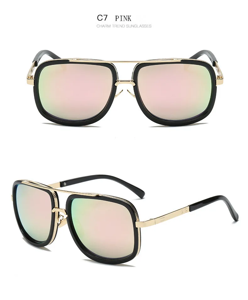 Классические брендовые дизайнерские зеркальные солнцезащитные очки с плоским верхом, квадратные золотые мужские и женские солнцезащитные очки суперзвезды, большие размеры, мужские и женские солнцезащитные очки