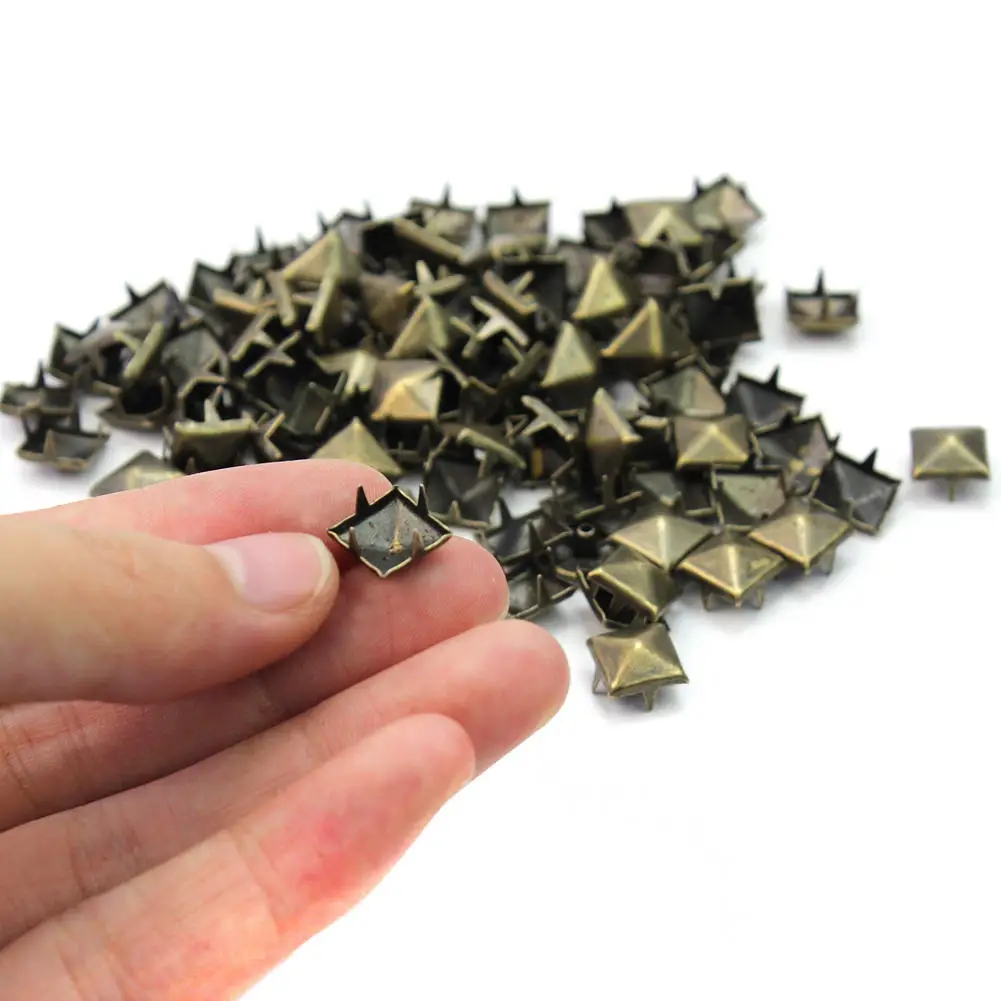 

100 PCS 9mm Bronze Color Square Pyramid Rivets Punk DIY Bracelets Leather Crafts Shoes Bags Accessories Square Pyramid Rivets