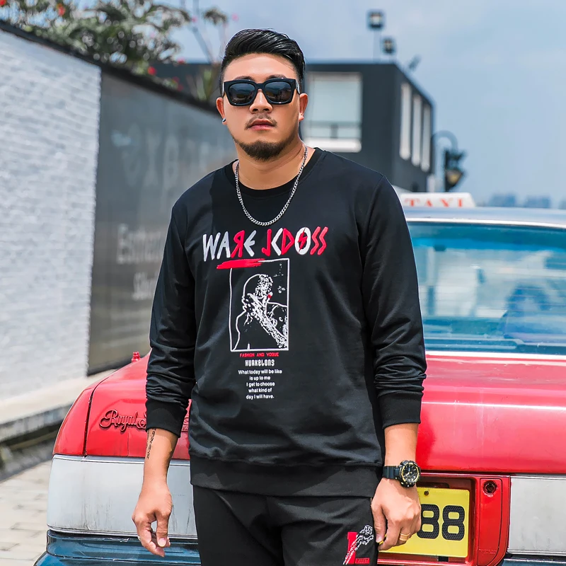 

Tide Card Large Code Men's Printing Men's Clothing Loose Fat Pullover Plus Size Rock Men Sweatshirt Hoodies Long Sleeve Clothing