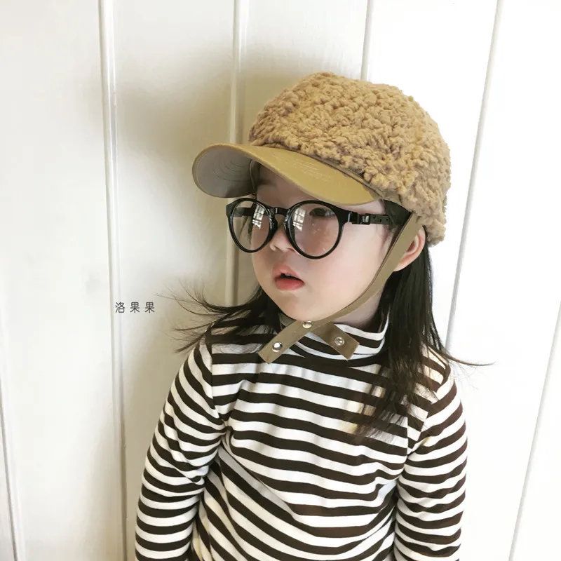 

Winter Baseball Cap Women's Lamb Fur Warm Winter Hats For Women Snapback Bone Windproof Child Detachable Plush Winter Cap