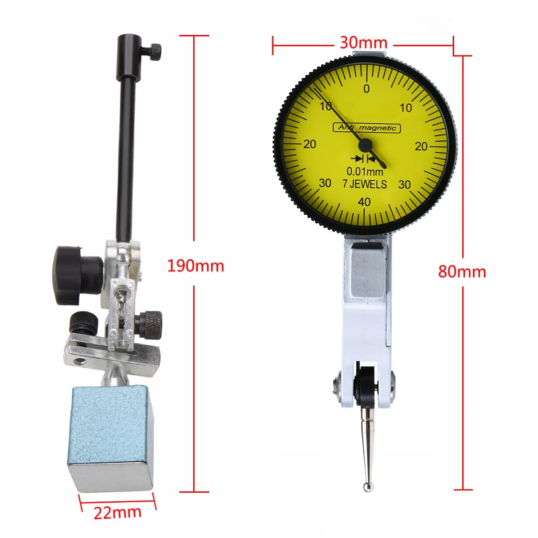 1 Set Dial Test Indicator Gauge Scale + 2pcs Dovetail Clamps + Molded