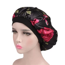Широкополосный атласный колпачок для сна атласный колпак для сна с раком шапка после химиотерапии Ночная атласные шапки капот для женщин