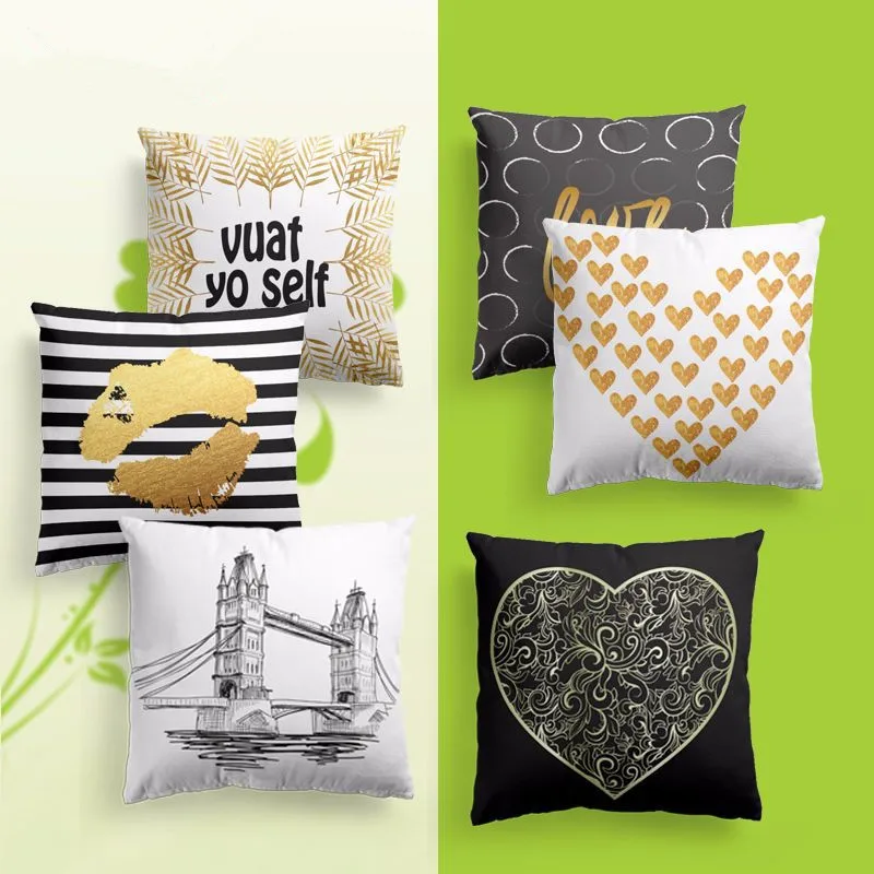 بسيطة مدينة بناء غطاء وسادة مطبوعة غطاء 45x45 سنتيمتر القطن المخلوطة المنزل مكتب المخدة مقعد أريكة سيارة وسادة الخصر غطاء BZ110