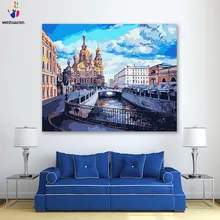 DIY цвета картины по номерам с цветами английский замок барокко архитектурная Картина Рисунок Живопись по номерам в рамке