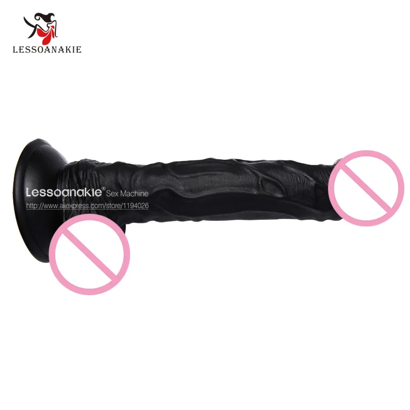 D38 9 4 Black Color Long font b Dildo b font Attachment to Premium Sex Machine