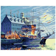 Shore sailboat.40x50cm, живопись по номерам, DIY, настенное искусство, украшение гостиной, пейзаж, фигура, животное, цветок, мультфильм