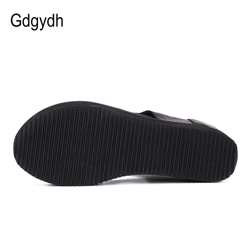 Женские босоножки на танкетке Gdgydh черные шлепанцы платформе и высоком каблуке